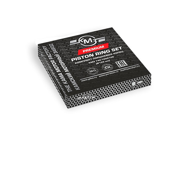 Кольца поршневые КМЗ 740-1000106 "Евро 0" "ПРЕМИУМ" (на поршень КМЗ 740.1004015, КМЗ 7403.1004015) (ширина маслосъёмного кольца 5 мм, 1- ое компрессионное кольцо - покрытие хром, 2-ое компрессионное кольцо - покрытие молибден)