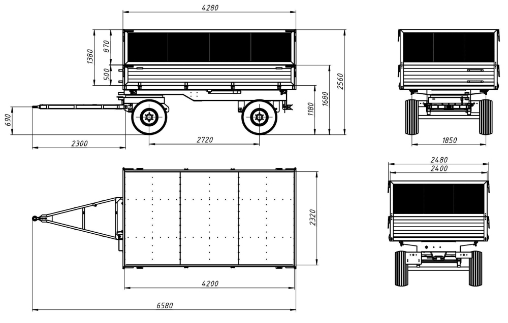 Тракторный прицеп, грузоподъёмностью 5 т