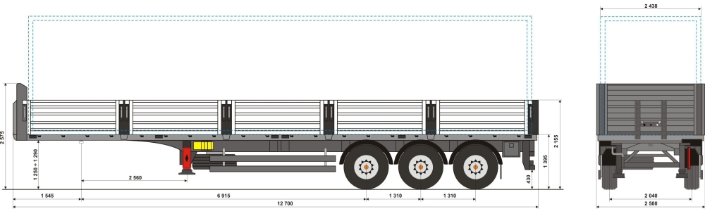 Полуприцеп- контейнеровоз бортовой UAT-SCTF-U330.01, грузоподъёмностью 30,5 т