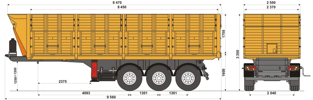 Полуприцеп-самосвал UAT-GTS-3526.01, зерновоз 35 куб.м Оси “TRAX”